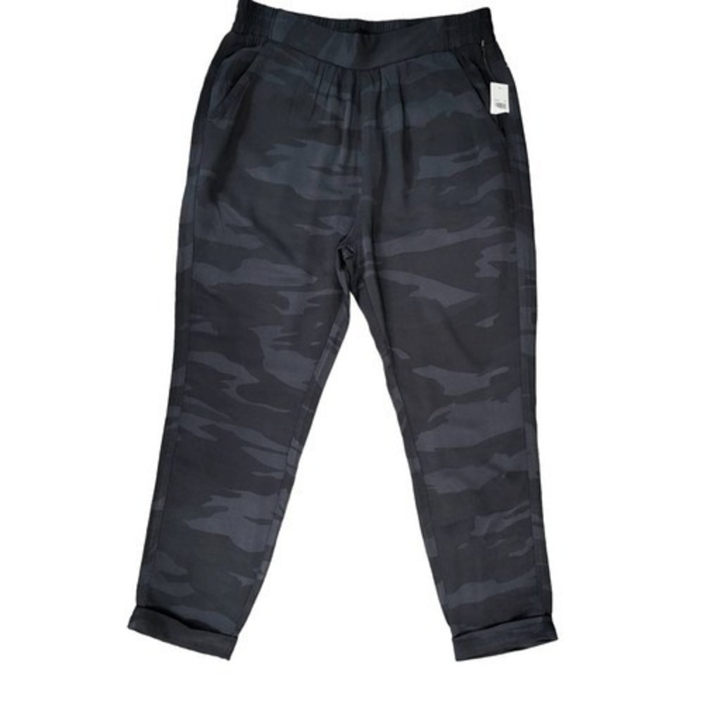 Splendid Womens Camo Jogger Pants Black Grey Elastic Waist Relaxed Fit Large - Picture 9 of 14
